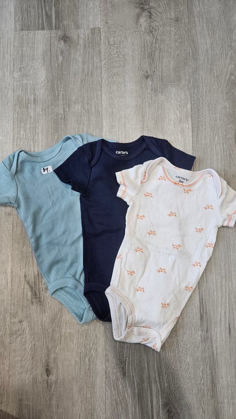 Carter's 3 Month Old Baby Clothes Pack of Three Body Suits Bundle